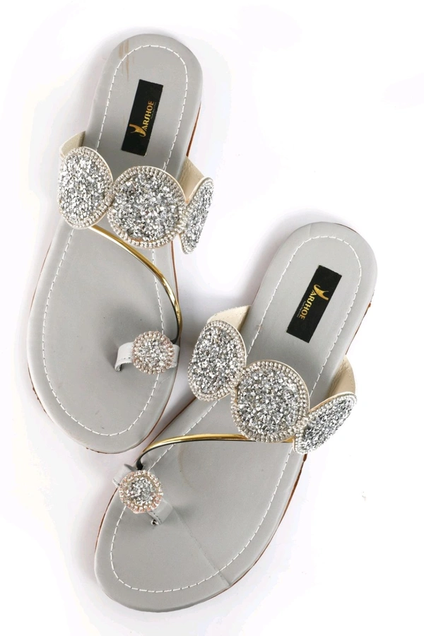 Bootify Women Flats Sandal (Grey, 7) - Cotton Seed, 9