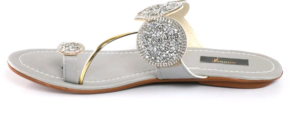 Bootify Women Flats Sandal (Grey, 7) - Cotton Seed, 9