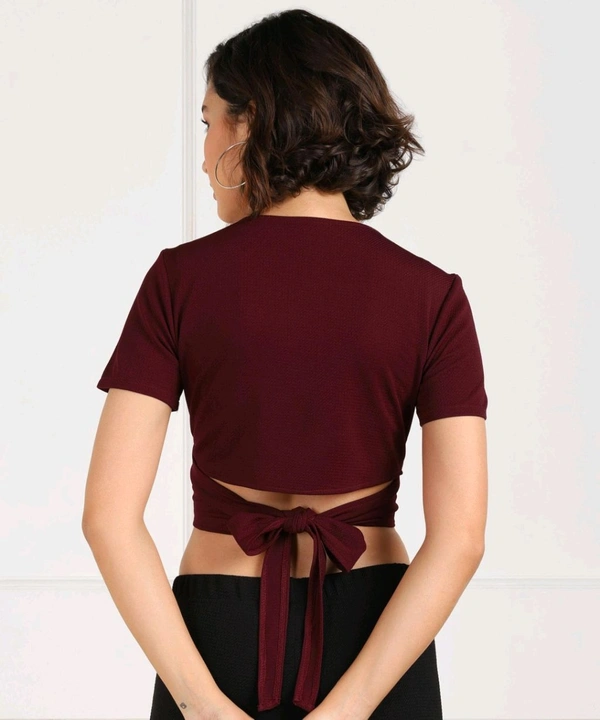 Casual Regular Sleeves Solid Women Black Top - maroon, XS