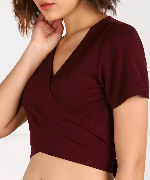 Casual Regular Sleeves Solid Women Black Top - maroon, XS