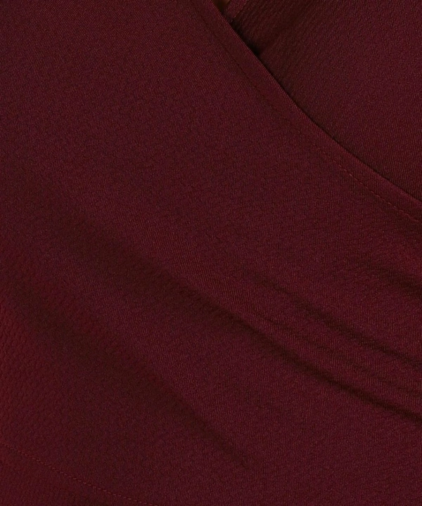 Casual Regular Sleeves Solid Women Black Top - maroon, XS