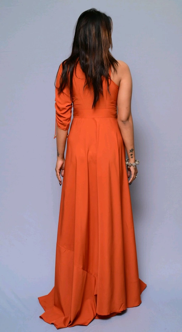 Women Fit and Flare Maroon Dress
- Burning Orange, XL