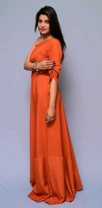 Women Fit and Flare Maroon Dress
- Burning Orange, XL