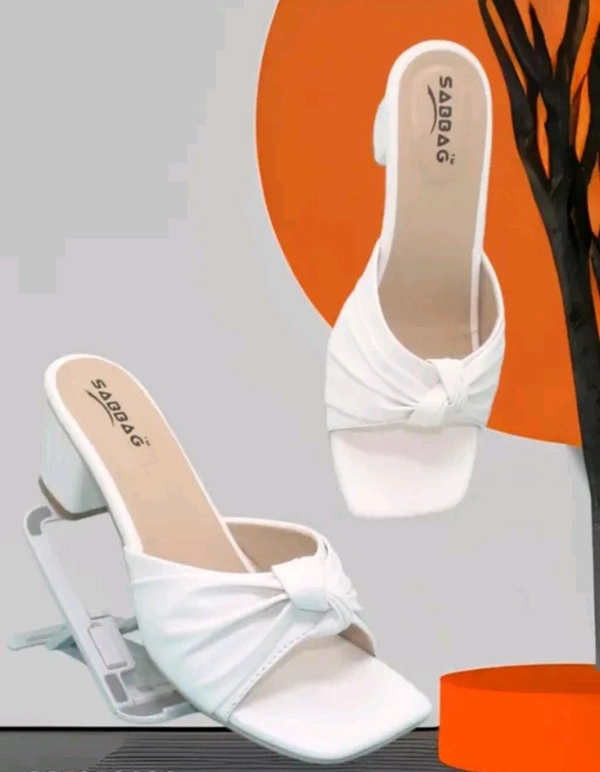 Block Heel Slipper For Women And Girl - White, 3