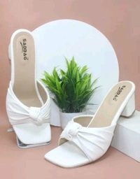 Block Heel Slipper For Women And Girl - White, 3