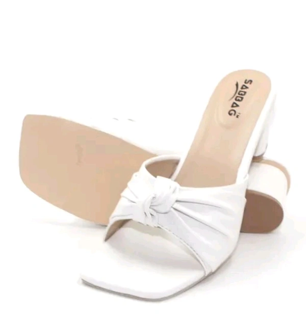 Block Heel Slipper For Women And Girl - White, 3