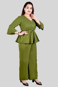 Women Crepe Crop Top Palazzo Set - Sycamore, M