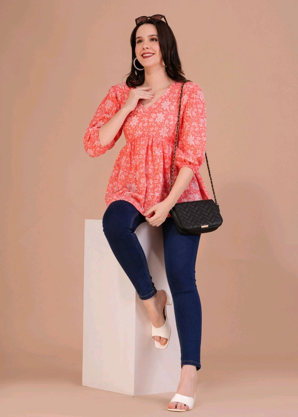 Party Balloon Sleeve Printed Women White, Pink Top
- Bittersweet, XxL