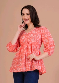 Party Balloon Sleeve Printed Women White, Pink Top
- Bittersweet, X