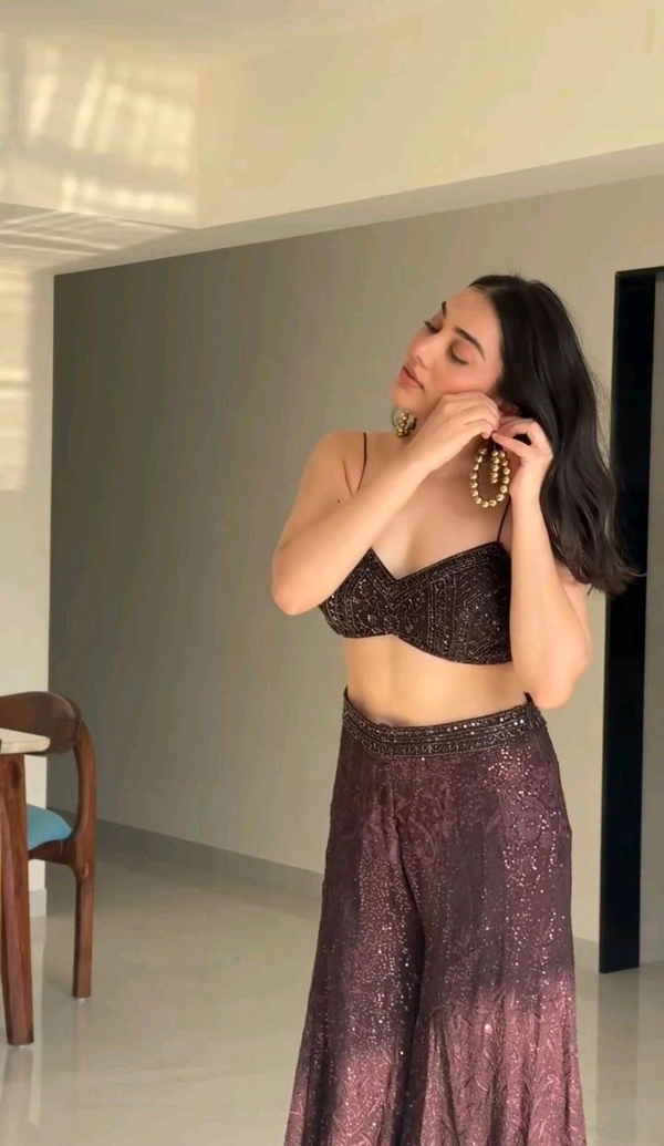 Shyla Indo Western Outfit - Eggplant, Free Size