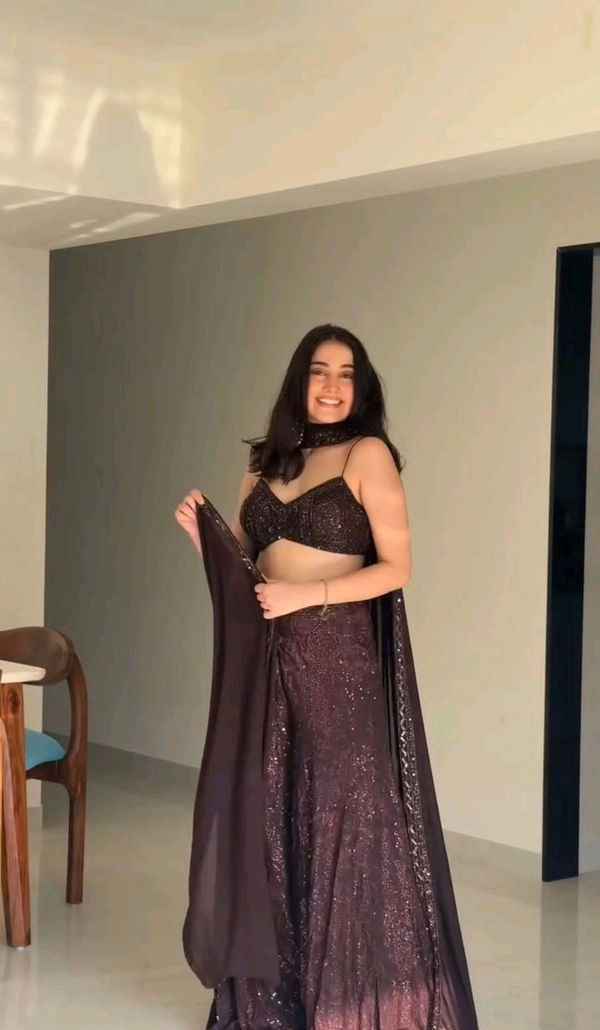 Shyla Indo Western Outfit - Eggplant, Free Size