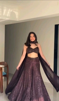 Shyla Indo Western Outfit - Eggplant, Free Size