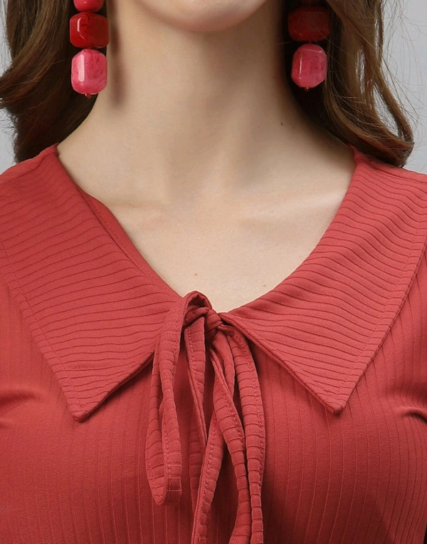 Selvia Women's Lycra Knitted & Solid Crop Top - Medium Carmine, M