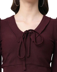 Selvia Women's Lycra Knitted & Solid Crop Top - Crater Brown, XL