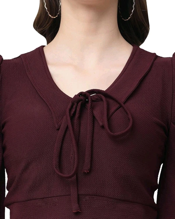 Selvia Women's Lycra Knitted & Solid Crop Top - Crater Brown, XL