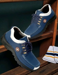 Outdoor Climber Stylish Lace Up Hiking & Trekking Shoes Boots For Men (Beige, 7) - Blue, IND-8