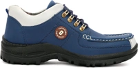 Outdoor Climber Stylish Lace Up Hiking & Trekking Shoes Boots For Men (Beige, 7) - Blue, IND-8