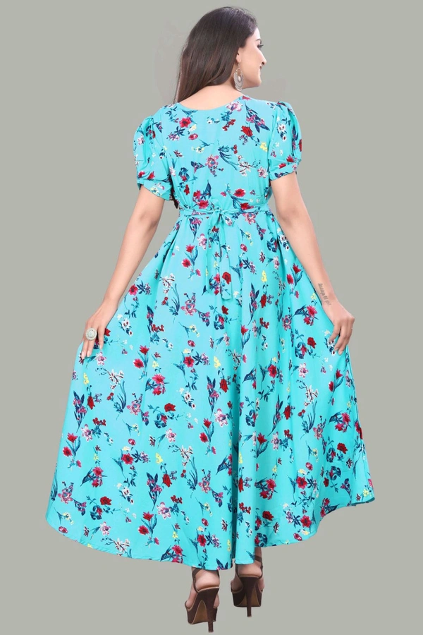 Women A-line Multicolor Maxi/Full Length Dress
- Turquoise Blue, 2XL