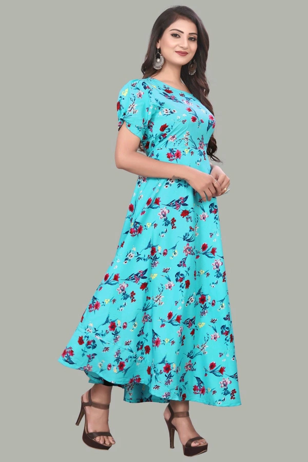 Women A-line Multicolor Maxi/Full Length Dress
- Turquoise Blue, 2XL
