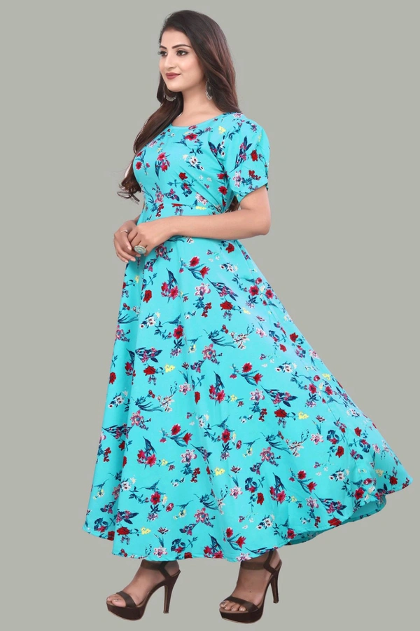 Women A-line Multicolor Maxi/Full Length Dress
- Turquoise Blue, 2XL
