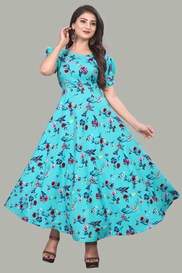 Women A-line Multicolor Maxi/Full Length Dress
- Turquoise Blue, 3XL