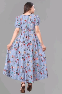 Women A-line Multicolor Maxi/Full Length Dress
- Periwinkle Gray, 3XL