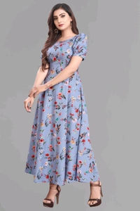 Women A-line Multicolor Maxi/Full Length Dress
- Periwinkle Gray, 3XL