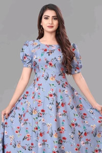 Women A-line Multicolor Maxi/Full Length Dress
- Periwinkle Gray, 3XL