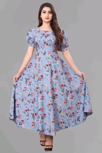 Women A-line Multicolor Maxi/Full Length Dress
- Periwinkle Gray, 3XL