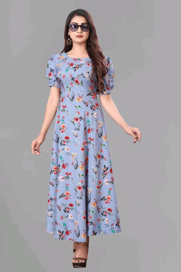 Women A-line Multicolor Maxi/Full Length Dress
- Periwinkle Gray, 3XL