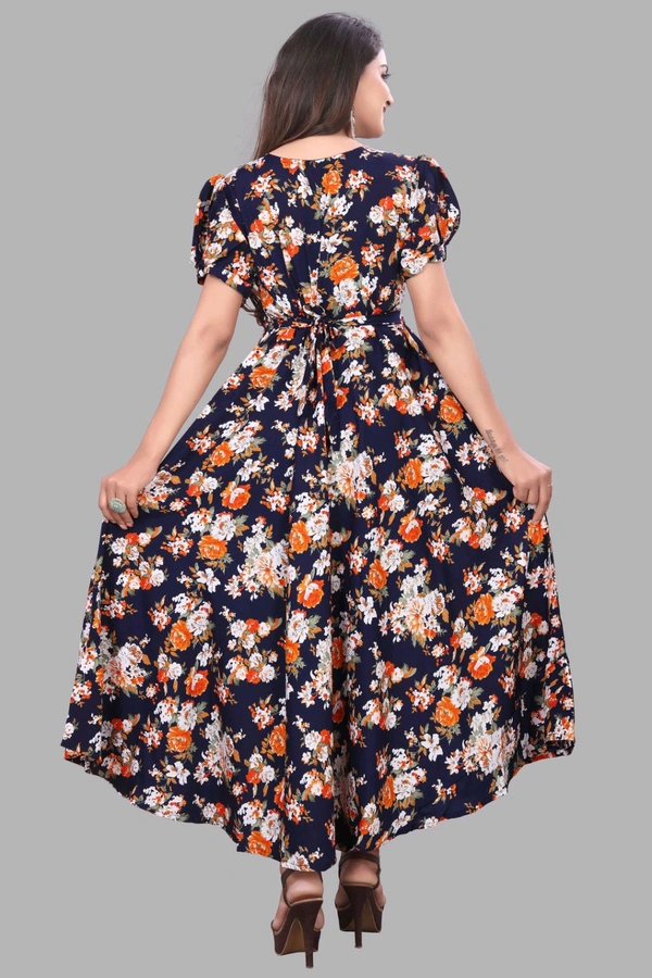 Women A-line Multicolor Maxi/Full Length Dress
- Steel Gray, 5XL