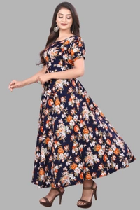 Women A-line Multicolor Maxi/Full Length Dress
- Steel Gray, 5XL