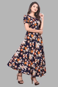 Women A-line Multicolor Maxi/Full Length Dress
- Steel Gray, 5XL