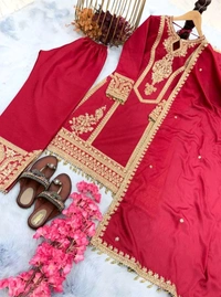 Heavy Chinon Silk kurti Eith Embroidered salwar And Dupatta Set
- Cardinal, M