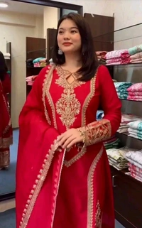 Heavy Chinon Silk kurti Eith Embroidered salwar And Dupatta Set
- Cardinal, M