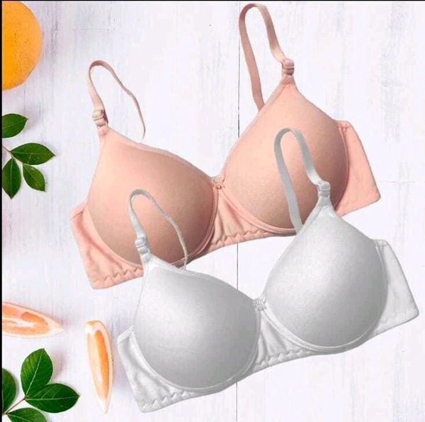 Pack of 2 Women T-Shirt Lightly Padded Bra (Multicolor) - White, 30B