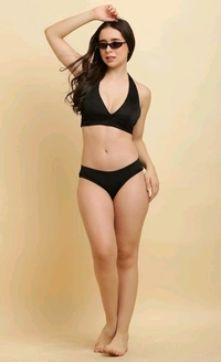 Women Two Piece Cuba Swimwear Bikini Set - Black, XXL