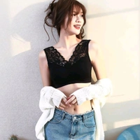 Women's Padded, Non-Wired, Full Coverage Lace Bra - Black, 32A