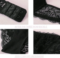 Bra & Panty Set Embroidered Black Lingerie Set - Black, 30B