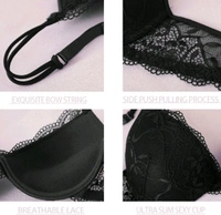Bra & Panty Set Embroidered Black Lingerie Set - Black, 36A