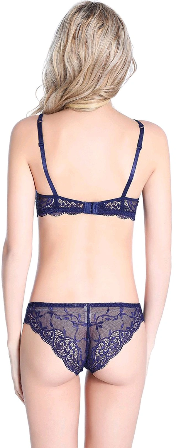Bra & Panty Set Embroidered Black Lingerie Set - Mirage, 40A
