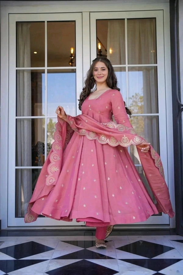 Women's Designer Soft Bandhani Anarkali Styles Salwar Suit
- Darty pink, XXL