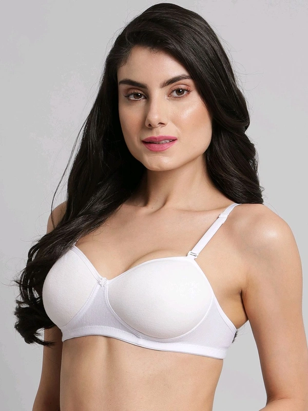 SDROSE Women's Cotton Lightly Padded Full Coverage Non-Wired T-Shirt White Color Bra Pack of 1
- White, 40A
