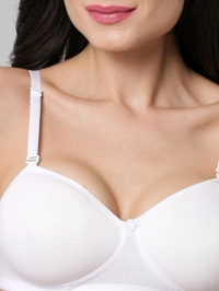 SDROSE Women's Cotton Lightly Padded Full Coverage Non-Wired T-Shirt White Color Bra Pack of 1
- White, 40A