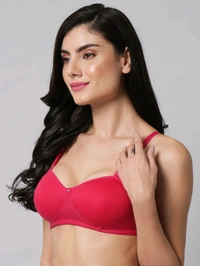 SDROSE Women's Cotton Lightly Padded Full Coverage Non-Wired T-Shirt White Color Bra Pack of 1
- Bright Maroon, 30B