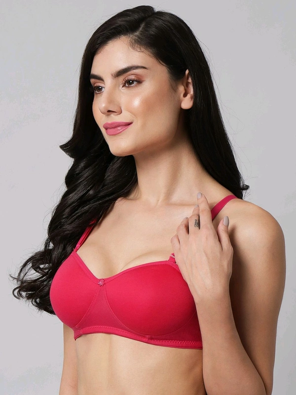 SDROSE Women's Cotton Lightly Padded Full Coverage Non-Wired T-Shirt White Color Bra Pack of 1
- Bright Maroon, 34A