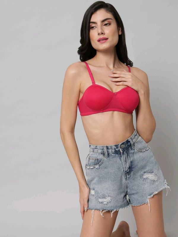 SDROSE Women's Cotton Lightly Padded Full Coverage Non-Wired T-Shirt White Color Bra Pack of 1
- Bright Maroon, 36B