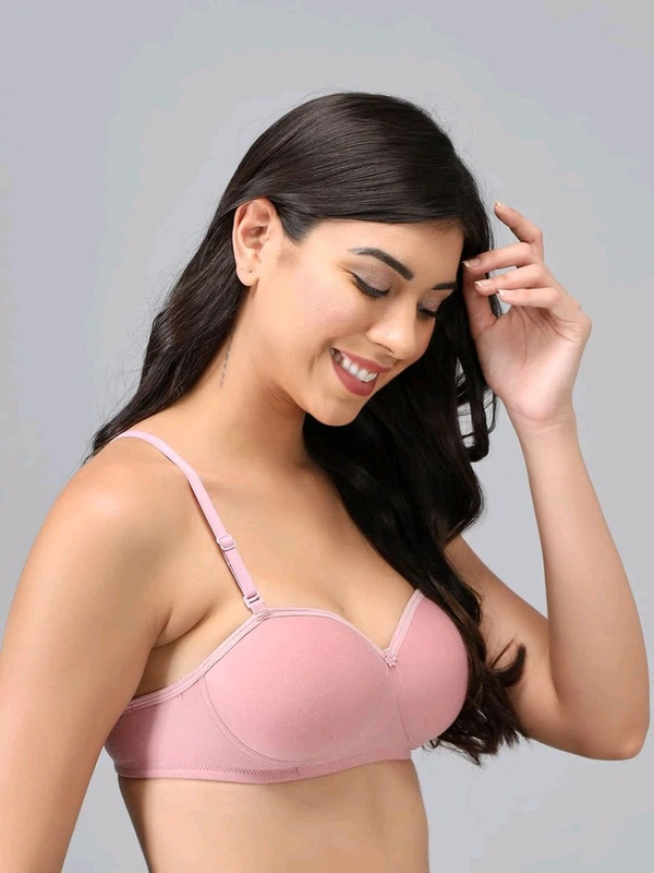 SDROSE Women's Cotton Lightly Padded Full Coverage Non-Wired T-Shirt White Color Bra Pack of 1
- Pink Rose, 30A