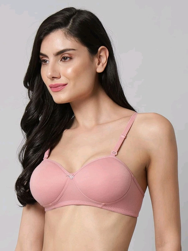 SDROSE Women's Cotton Lightly Padded Full Coverage Non-Wired T-Shirt White Color Bra Pack of 1
- Pink Rose, 30B