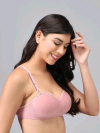 SDROSE Women's Cotton Lightly Padded Full Coverage Non-Wired T-Shirt White Color Bra Pack of 1
- Pink Rose, 30B